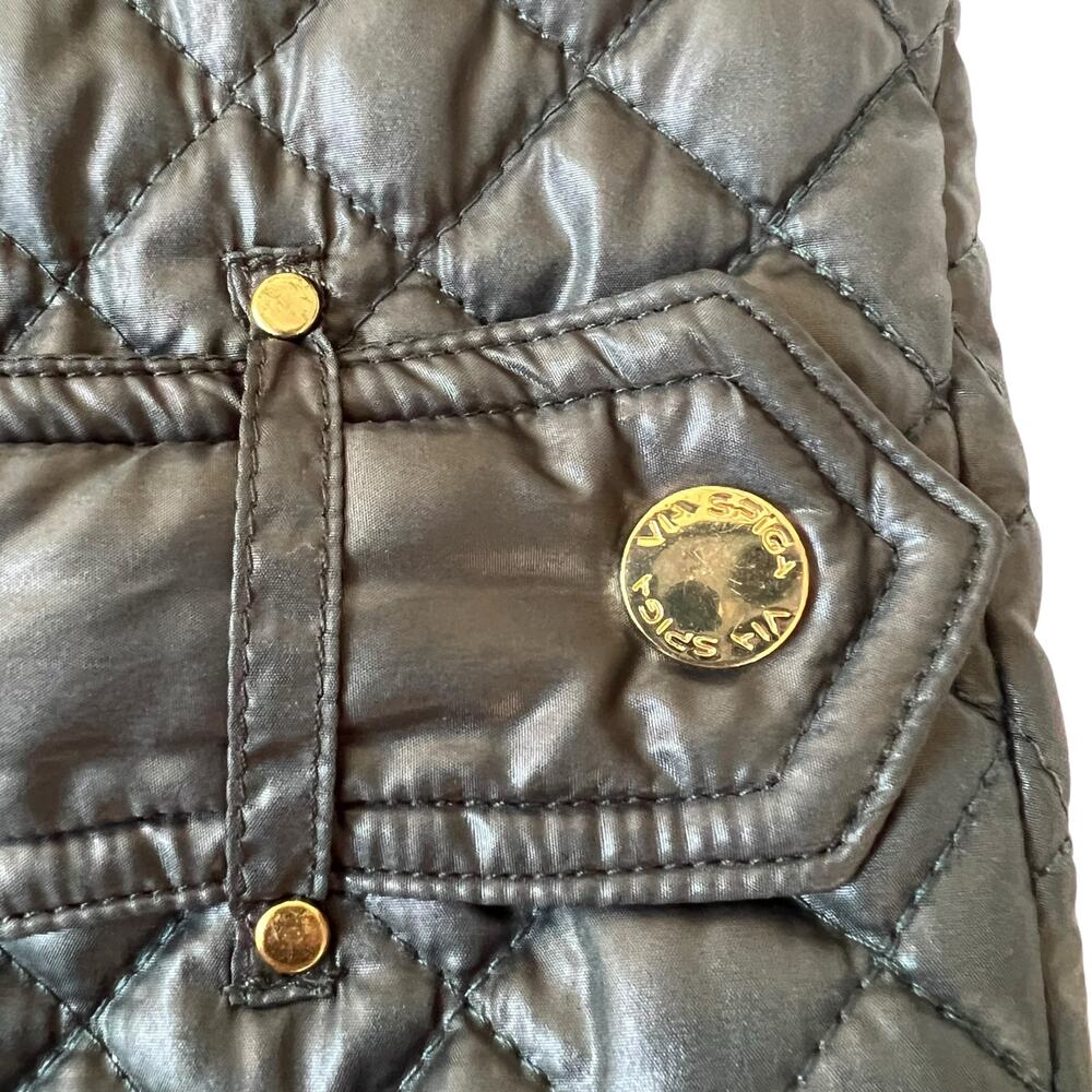 Via Spiga Women’s Evergreen Quilted Belted Coat Size M Gold Hardware - Picture 9 of 13